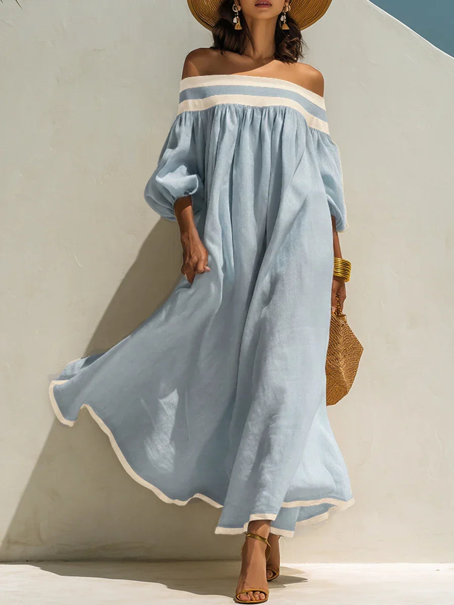Isabel | Vestido maxi sin hombros y de corte holgado