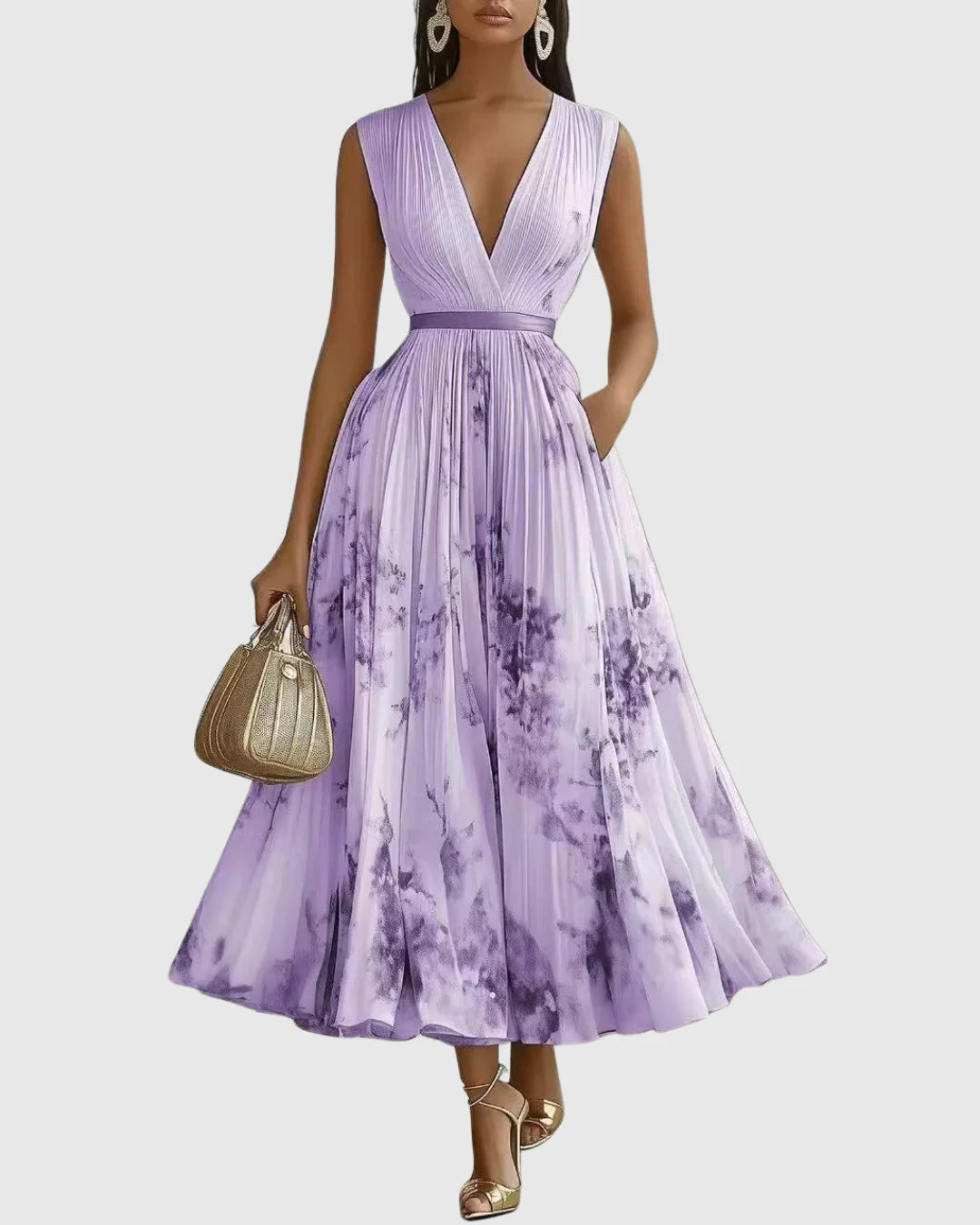 Rosa | Elegante vestido maxi plisado
