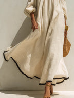 Isabel | Vestido maxi sin hombros y de corte holgado