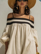 Isabel | Vestido maxi sin hombros y de corte holgado