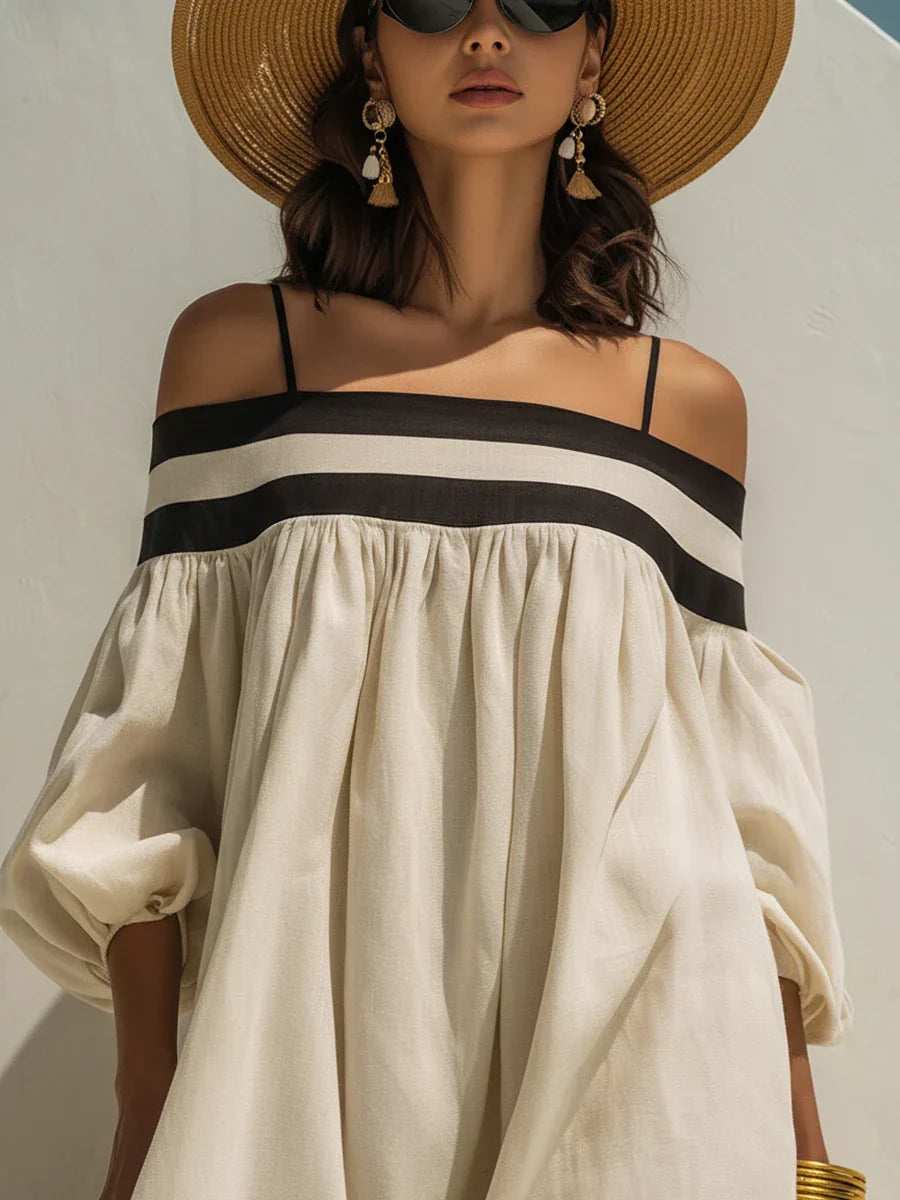 Isabel | Vestido maxi sin hombros y de corte holgado