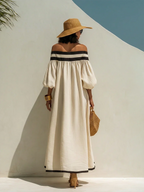 Isabel | Vestido maxi sin hombros y de corte holgado