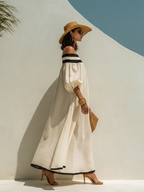 Isabel | Vestido maxi sin hombros y de corte holgado