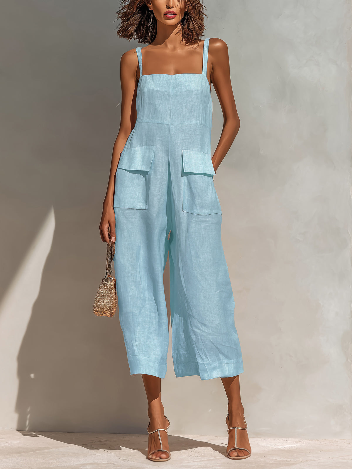 Pilar | Mono elegante con tirantes finos y pernera ancha