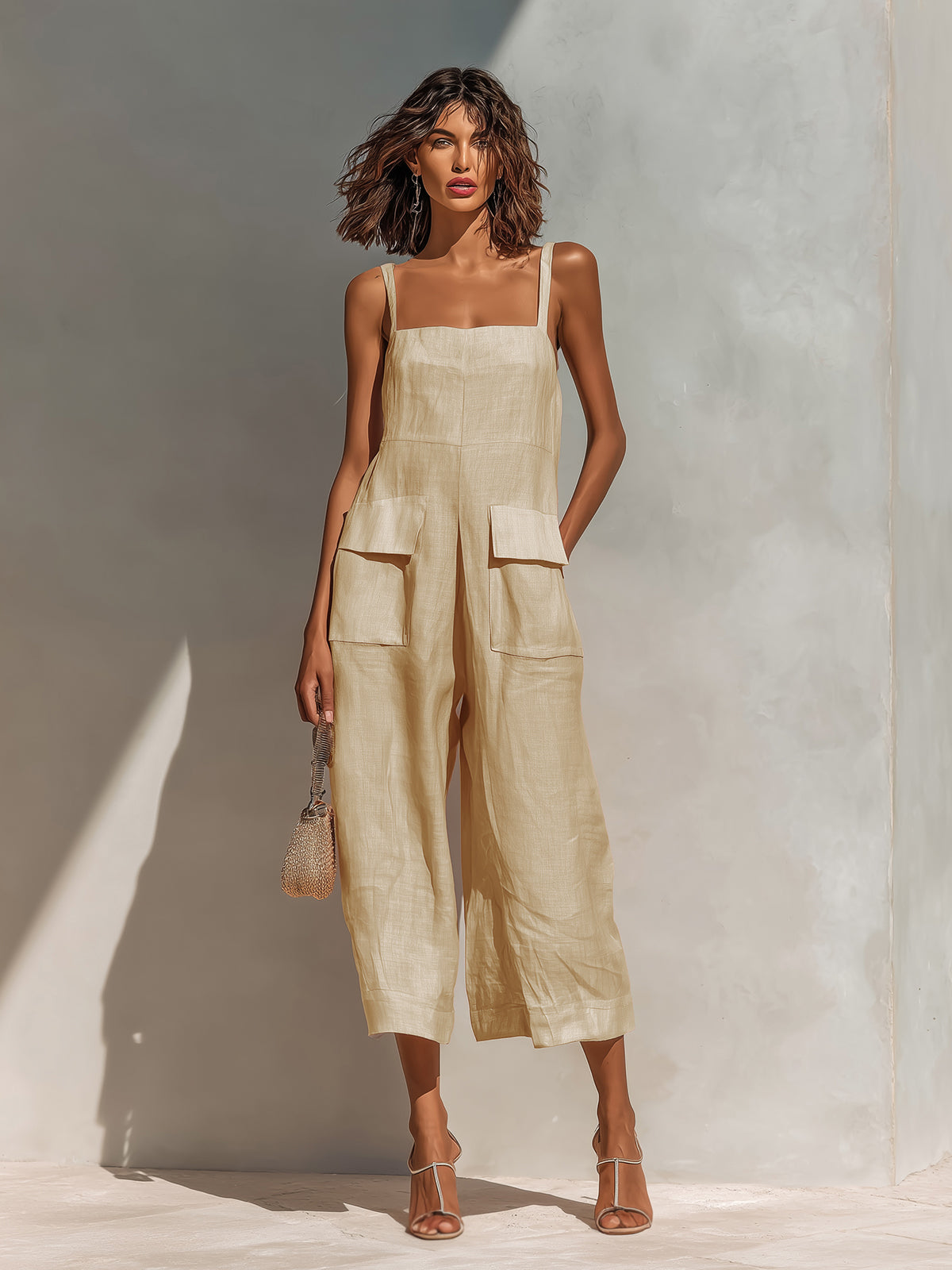 Pilar | Mono elegante con tirantes finos y pernera ancha