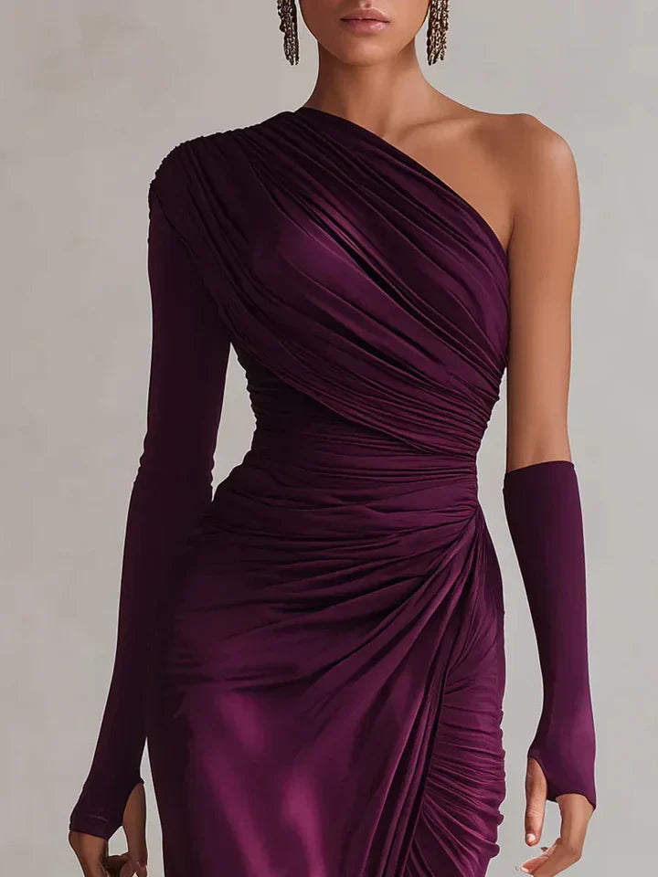 Rosalía™ | Vestido largo de fiesta asimétrico en color violeta