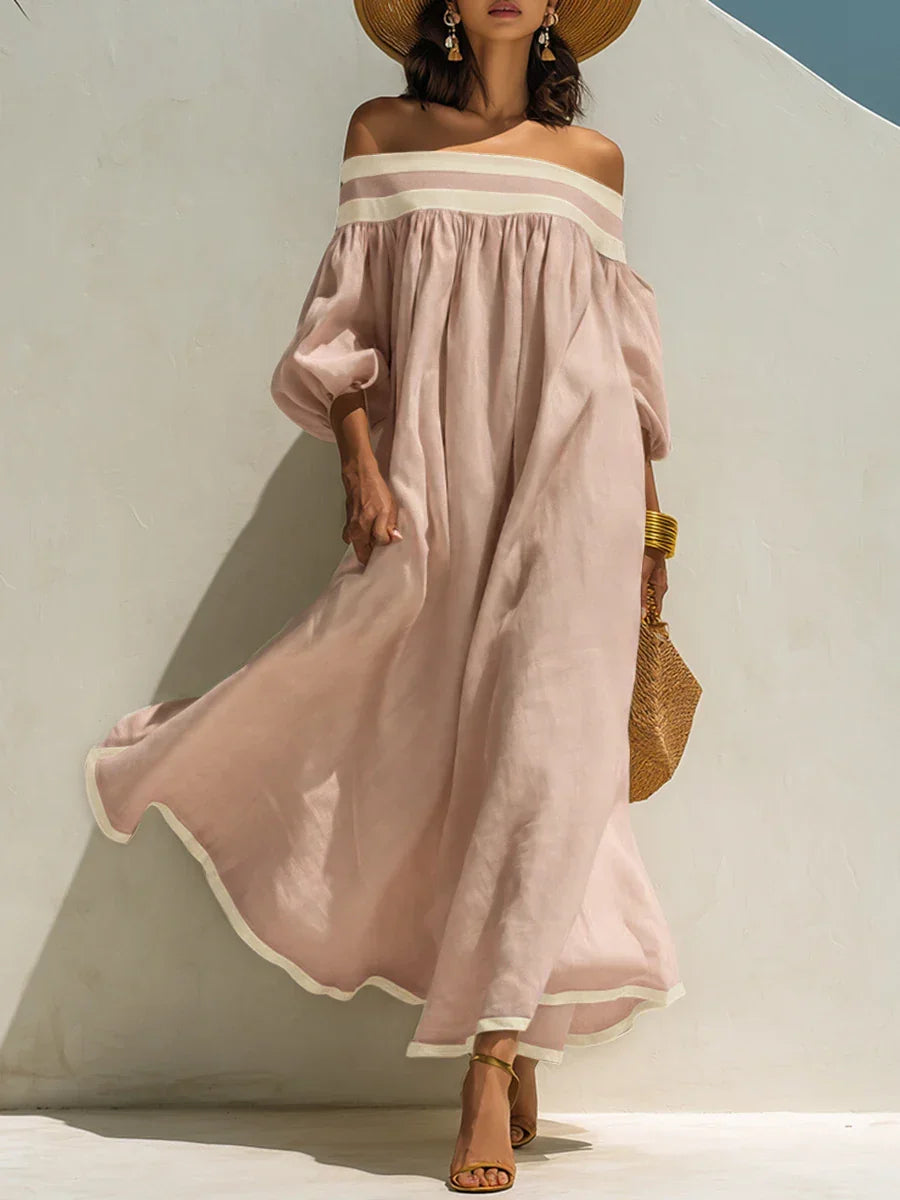 Isabel | Vestido maxi sin hombros y de corte holgado