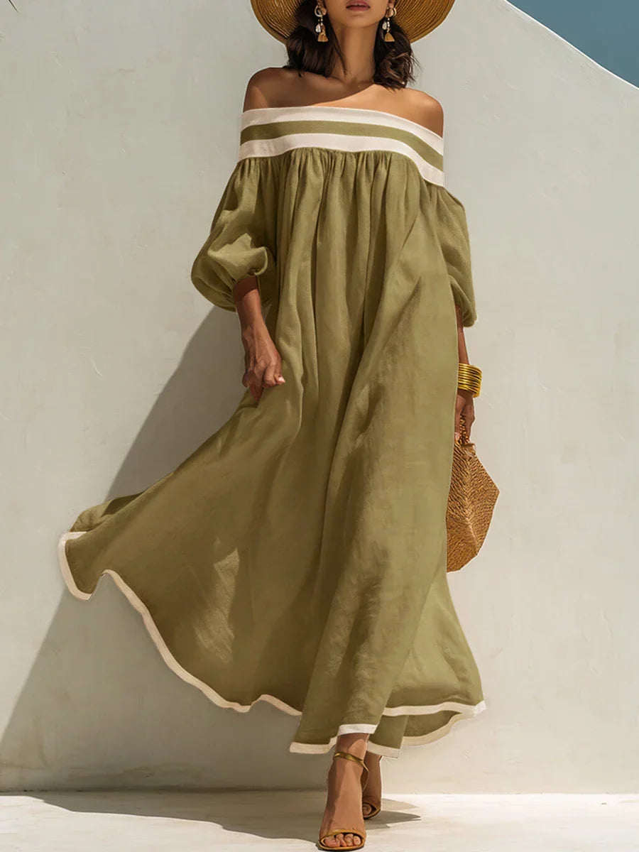 Isabel | Vestido maxi sin hombros y de corte holgado