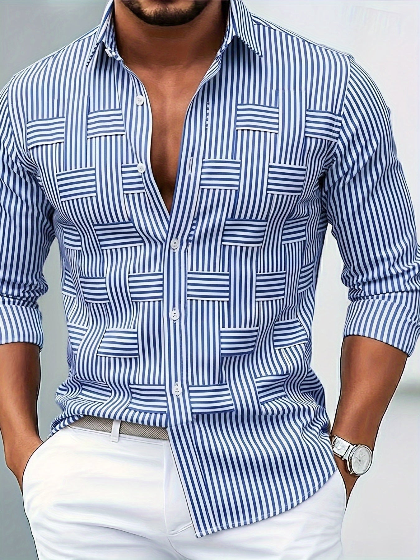 Emerson | Camisa de hombre a rayas vintage de manga larga