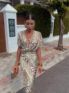 Clara™ | Vestido midi de color cobre