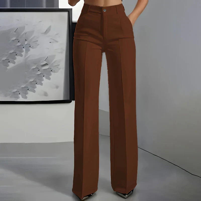 Emma | Pantalones de tiro alto de corte recto y elegante