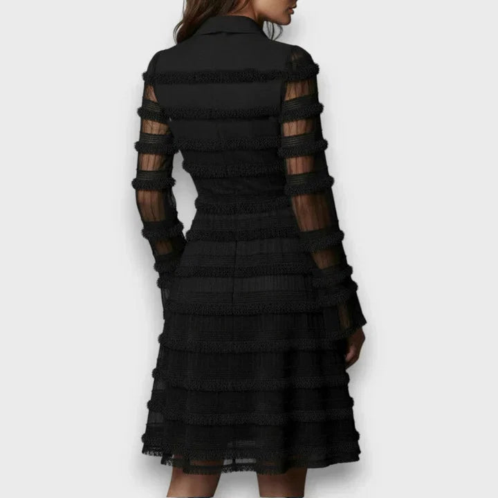 Marisa | Vestido Midi con Flecos Transparentes