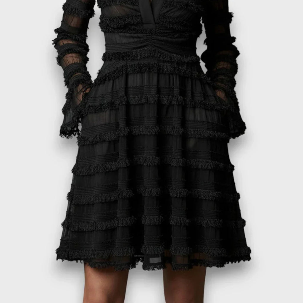 Marisa | Vestido Midi con Flecos Transparentes