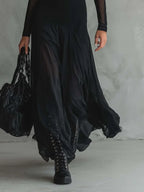 Nerea | Vestido Maxi de Tul Negro con Corte Holgado