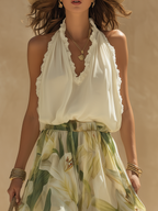 Livia | Conjunto fluido con estampado de lirios y diseño elegante