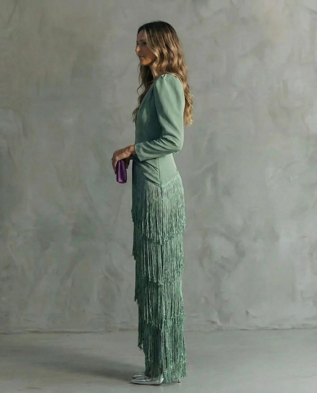 Clara™ | Vestido midi elegante con mangas de flecos
