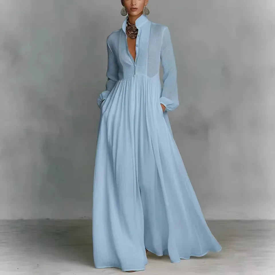 Elisa | Vestido plisado de manga larga