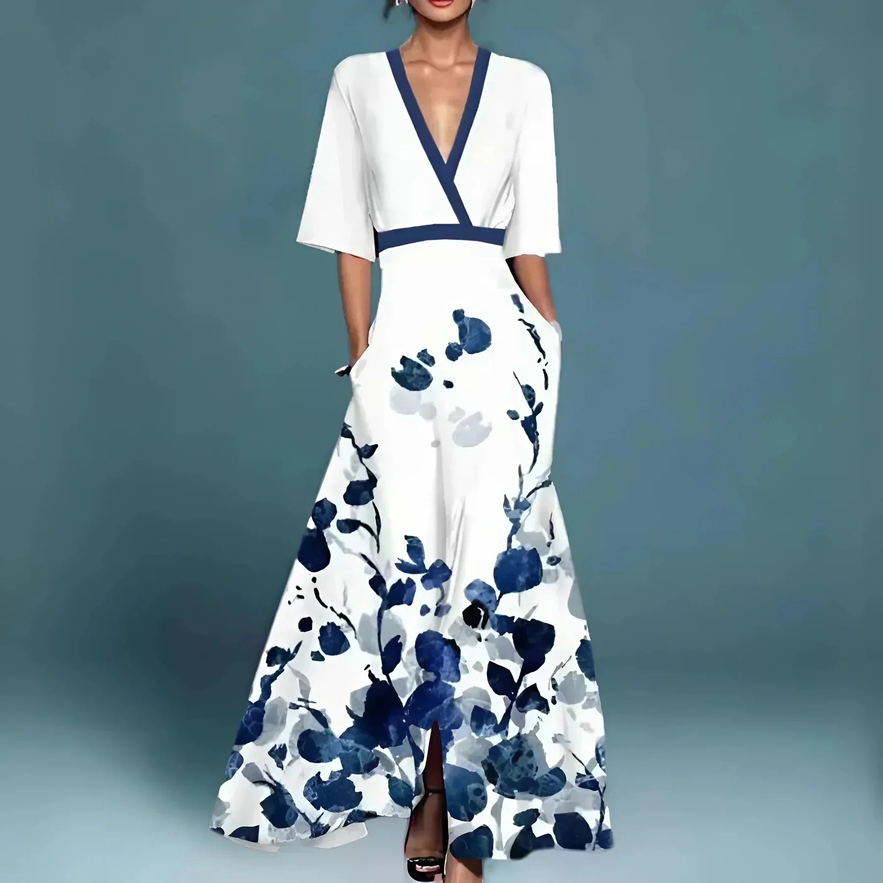 Valentina | Vestido maxi elegante con escote pronunciado